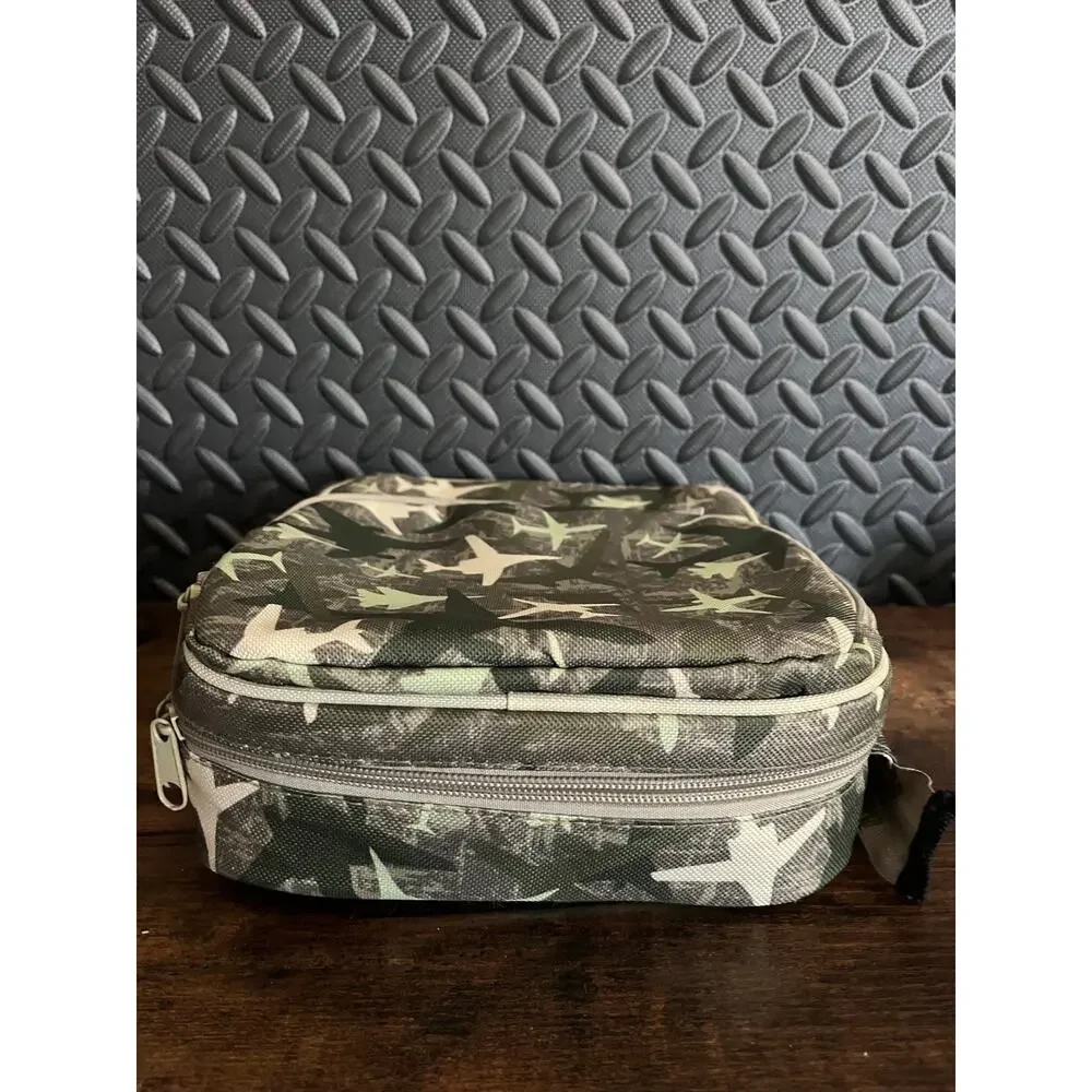 Bentology Lunch Bag and Box Set for Boys Bento Jets Camo Green Airplanes